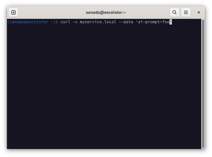 Screenshot of a Linux terminal window submitting a positive test